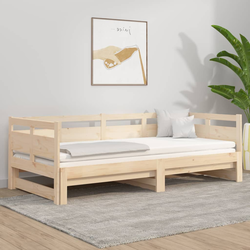 vidaXL Izvlečna dnevna postelja trdna borovina 2x(80x200) cm