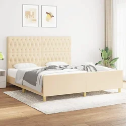 Okvir za krevet bez madraca krem 180 x 200 cm od tkanine