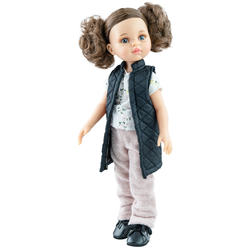 Lutka Paola Reina Amigas - Carol, u crnoj majici bez rukava i puf hlačama, 32 cm