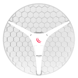 MikroTik LHG XL 5 ac with 27dBi 5GHz antenna, Dual Chain 802.11ac wireless, 716MHz CPU, 256MB RAM, 1x Gigabit LAN, POE, PSU, RouterOS L3 (RBLHGG-5acD-XL)