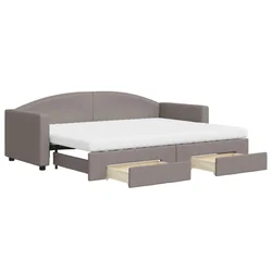 Vidaxl Izvlečna dnevna postelja s predali taupe 80x200 cm blago