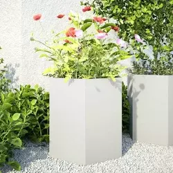 Vrtna sadilice 2 kom bijela šesterokutna 46x40x45 cm čelična