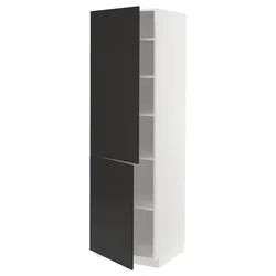 METOD Visoki element s policama/2 vrata, bela/Nickebo boja antracita, mat, 60x60x200 cm