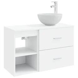Set namještaja za kupaonicu 2 pcs Bijela Konstruirano drvo