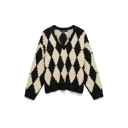 VERO MODA Pulover VMCOLLEEN kremna/črna