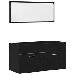 Set namještaja za kupaonicu 2 pcs Crni hrast Konstruirano drvo