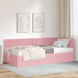 Kutni krevetni okvir s madracem s uzglavljem 2 pcs Siva Baršun