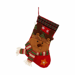 Božićna Čarapa Medvjedi 32 x 43 x 5,5 cm Crvena Smeđa Zelena