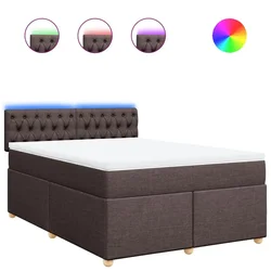 Vidaxl Box spring postelja z vzmetnico temno rjav 140x190 cm blago