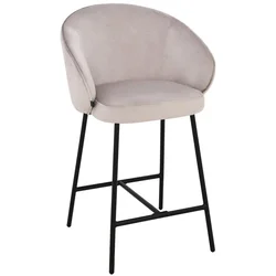 DE OTILO bež žametni barski stol, 65 cm