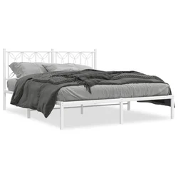 Vidaxl Kovinski posteljni okvir z vzglavjem bel 150x200 cm