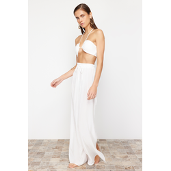 Trendyol Ecru Woven Slit Trousers