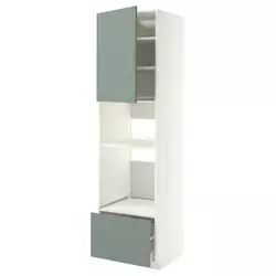 METOD / MAXIMERA Visoki element za ugradne uređaje, bela/Nickebo mat sivozelena, 60x60x220 cm