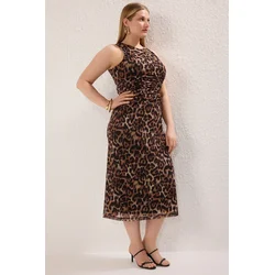 Trendyol Curve Ženska haljina Tbbss25Ah00222, Braon