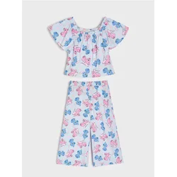 Sinsay - Komplet od viskoze: bluza i pantalone Stitch - svetlo plava