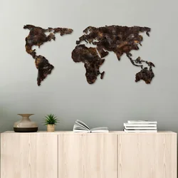 Atelier Del Sofa Zidna dekoracija World Map 25, 127x60x1.5 cm, Šarena