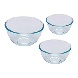 PYREX Set 3 posod za mešanje, 2 L, 1 L in 0,5 L, iz borosilikatnega (kaljenega) stekla