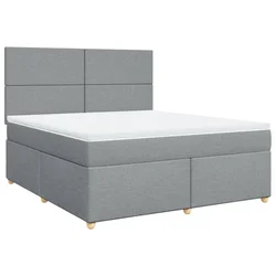 Vidaxl Box spring postelja z vzmetnico svetlo siva 180x200 cm blago