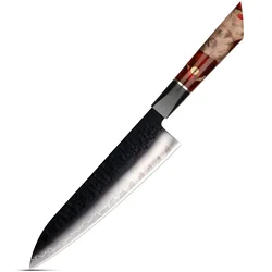 Damaskasti kuhinjski nož AR-37338 - Gyuto / Crvena KP37338