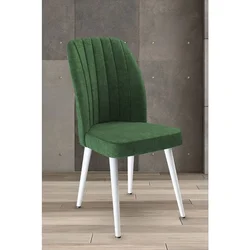 Hanah Home set trpezarijskih stolica Platinum 8 kom, kaki zelena tkanina Jerry, bele metalne noge