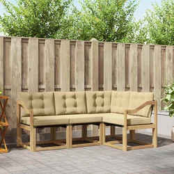 Set vanjskih sofa s jastukom 4 pcs Bijela i bež