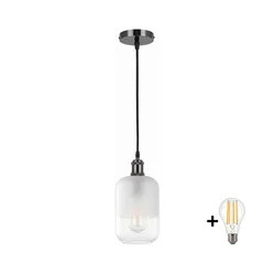 BRILAGI - LED luster na sajli RETRO GLASS 1xE27/60W/230V prečnik 14 cm crna/bela