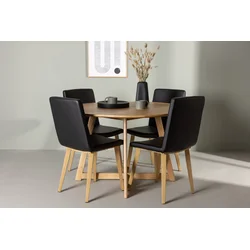 Venture Design Jedilna miza in stol komplet Yakidon Today miza 120x75 cm stol 56x90x44 cm rjava črna