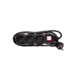 Emos Podaljšek s stikalom, 3 vtičnice, 1,5 m /H05VV-F 3G1/ črne barve PC1311