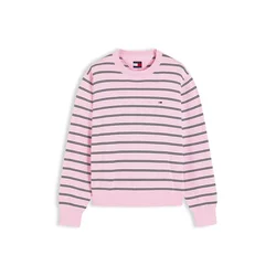 Tommy Jeans Pulover Essential roza/živo rdeča/črna/bela