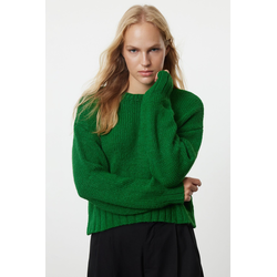 Trendyol Khaki Wide Pattern Basic Boat Neck Knitwear Sweater