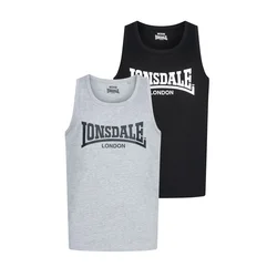 LONSDALE Majica Averham  pegasto siva / črna / bela