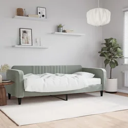 Dnevni krevet s madracem svjetlosivi 90 x 200 cm baršunasti