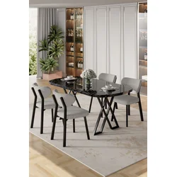 Hanah Home Trpezarijski set, 5 komada, Sivi