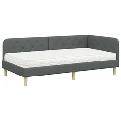 Vidaxl Kotna postelja Temno siva 90 x 200 cm blago