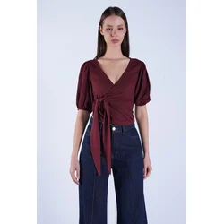 Trend Alaçati Stili Bluza rdeča