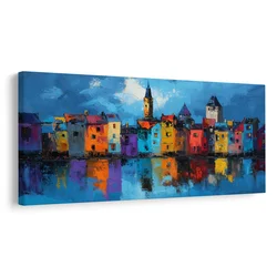 Slika čar večernega mesta - 60x30