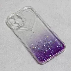 Maska za telefon Heart Glitter za iPhone 13 Pro Max 6.7 providno-ljubičasta