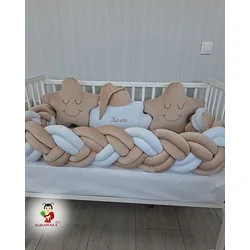 Bubamara037 Pletenica za krevetac, Šestostruka, 300cm, Krem-bela