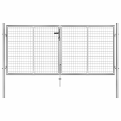 Vrtna vrata od pocinčanog čelika 300x100 cm srebrne boje
