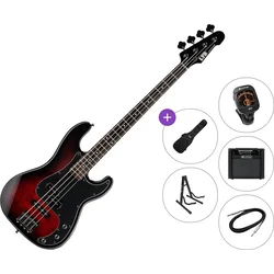 ESP LTD SURVEYOR-204DX Premium SET Red Burst Električna bas kitara