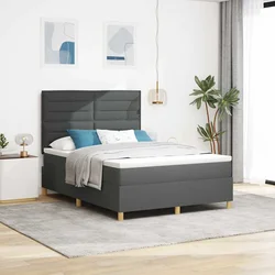 LED Box Spring Krevet Tamno siva 140 x 190 cm tkanina