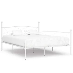 Vidaxl Posteljni okvir z letvenim dnom bel kovinski 200x200 cm