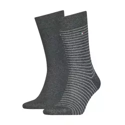 Moške nogavice TOMMY HILFIGER - dolge, temno sive basic, 2 para, 43/46