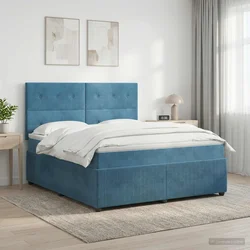 vidaXL Postelja boxspring z vzmetnico Modra 140 x 190 cm Žamet