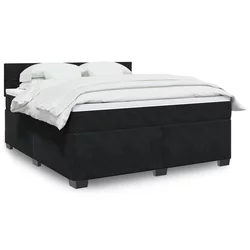 vidaXL Box spring postelja z vzmetnico črna 180x200 cm žamet