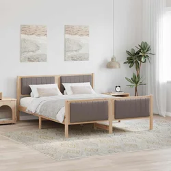 Kovinska posteljna konstrukcija Rjava in taupe 150 x 200 cm