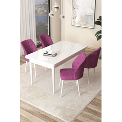 Hanah Home Set Trpezarijski sto i 4 stolice Arp, Ljubičasto-beli