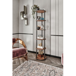 HANAH HOME Polica za knjige Bookcase 6 Layer Round Walnut