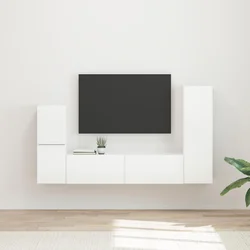 Set TV komoda Zidne 4 pcs Visoki sjaj bijela Konstruirano drvo