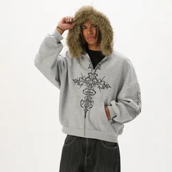 Cropp - Dukserica s kapuljačom i rajsferšlusom - light grey
